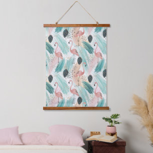 Watercolor Flamingo Tropical Pattern Hanging Tapestry