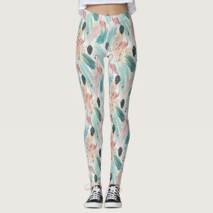 Watercolor Flamingo Tropical Pattern Leggings