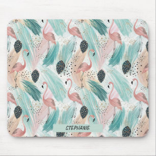 Watercolor Flamingo Tropical Pattern Mouse Pad