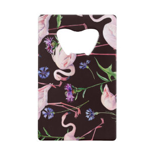 Watercolor flamingos and wild flowers pattern.