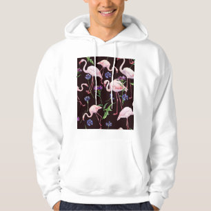 Watercolor flamingos and wild flowers pattern. hoodie