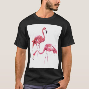 Watercolor Flamingos, Elegant Design. T-Shirt