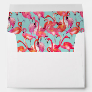Watercolor Flamingos Gathered Envelopes