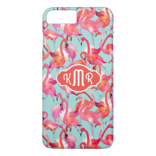 Watercolor Flamingos Gathered Monogram Case-Mate iPhone Case