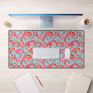 Watercolor Flamingos Gatherer Desk Mat