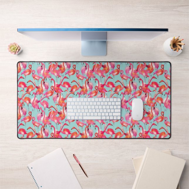 Watercolor Flamingos Gatherer Desk Mat (Office 1)