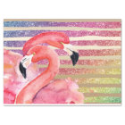 Watercolor Flamingos Glitter Gold Stripes