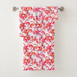 Watercolor Flamingos In Watercolors Bath Towel Set