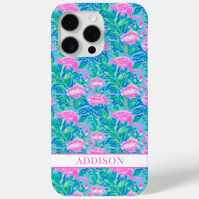 Watercolor Flamingos Monogrammed Case-Mate iPhone Case (Back)