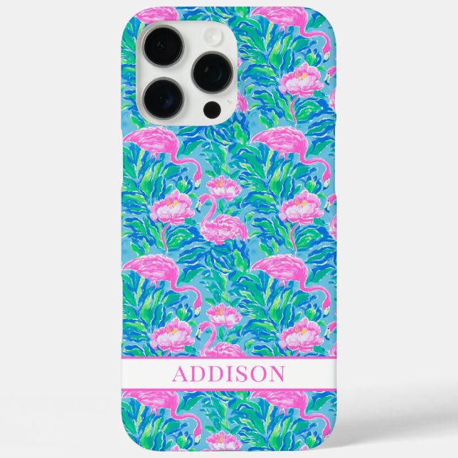 Watercolor Flamingos Monogrammed Case-Mate iPhone Case (Back)