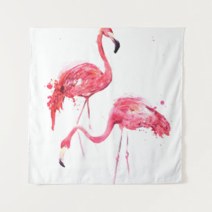 Watercolor flamingos tapestry