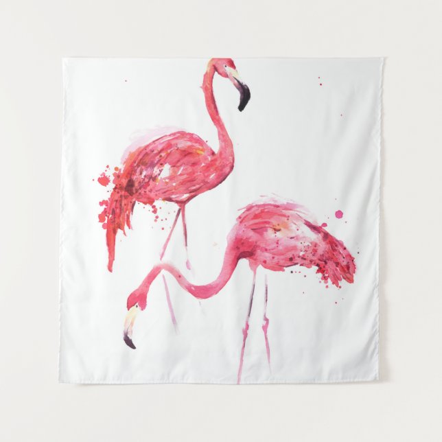 Watercolor flamingos tapestry (Front)