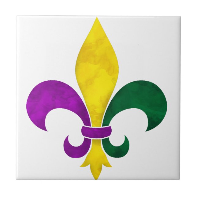watercolor fleur de lis tile (Front)