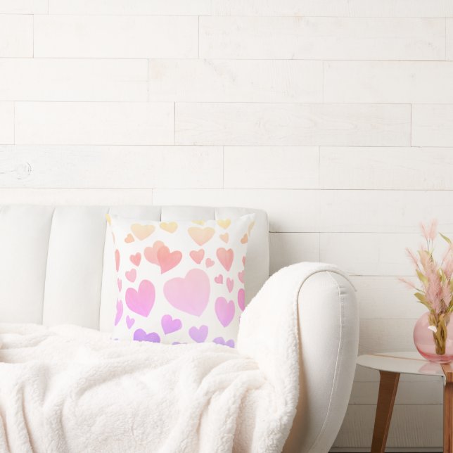 Watercolor Floating Hearts (Customisable) Cushion (Couch)