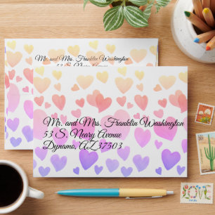 Watercolor Floating Hearts (Customisable) Envelope