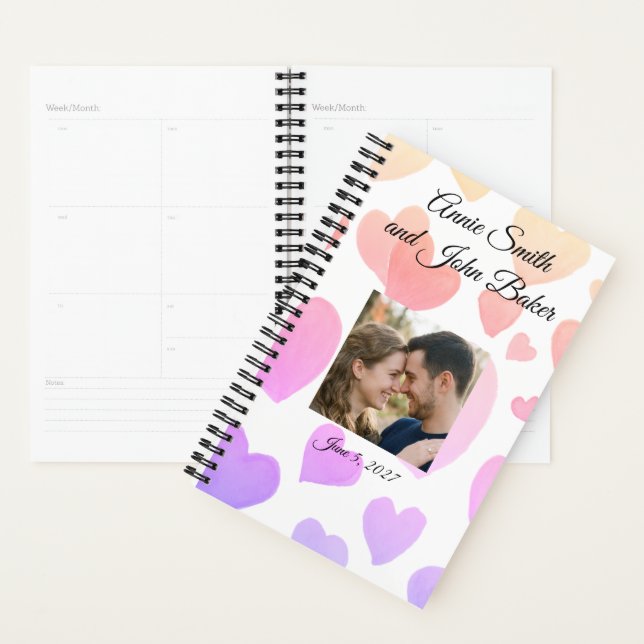 Watercolor Floating Hearts (Customisable) Planner (Display)