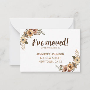 Watercolor Flora I've Moved Announcement Card