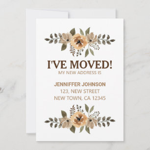 Watercolor Flora I've Moved Announcement Card