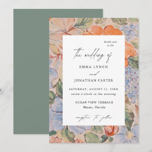 Watercolor Flora Wildflower Wedding Invitation