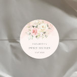 Watercolor Floral 16th Birthday Party Classic Round Sticker<br><div class="desc">Cute modern elegant Sweet 16 birthday party sticker. Customise by clicking the "Personalise" button. For further customisation, use our design tool to modify this template. TIP: Check out the other birthday items in this collection below. We've curated items in this collection to make your shopping for the special birthday easy...</div>