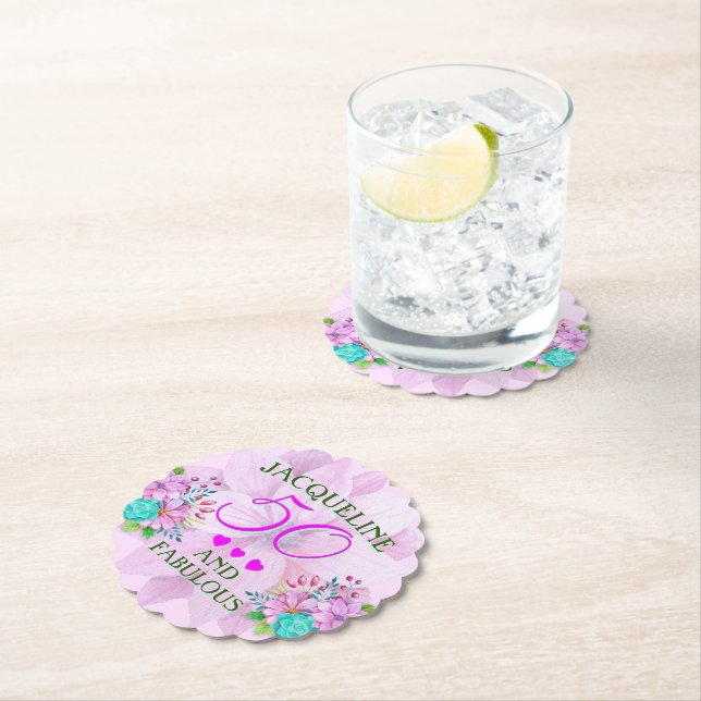 Watercolor Floral 50 and Fabulous Paper Coaster (Insitu)