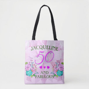 Watercolor Floral 50 and Fabulous Tote Bag