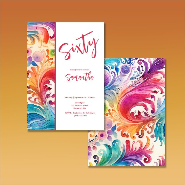Watercolor Floral 60th Birthday Invitation (Creator Uploaded)