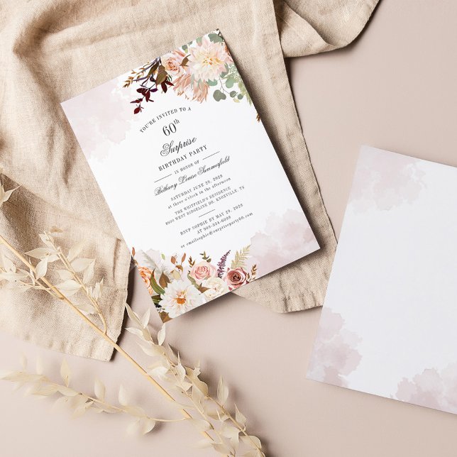 Watercolor Floral 60th Birthday Party Invitation (Creator Uploaded)