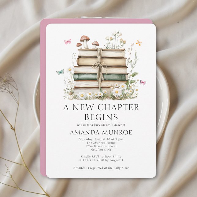 Watercolor Floral A New Chapter Baby Shower Invitation (Creator Uploaded)