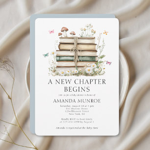 Watercolor Floral A New Chapter Baby Shower Invitation