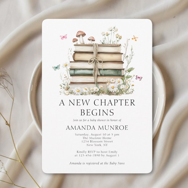 Watercolor Floral A New Chapter Baby Shower Invitation (Creator Uploaded)