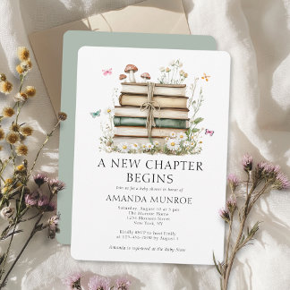 Watercolor Floral A New Chapter Baby Shower Invitation