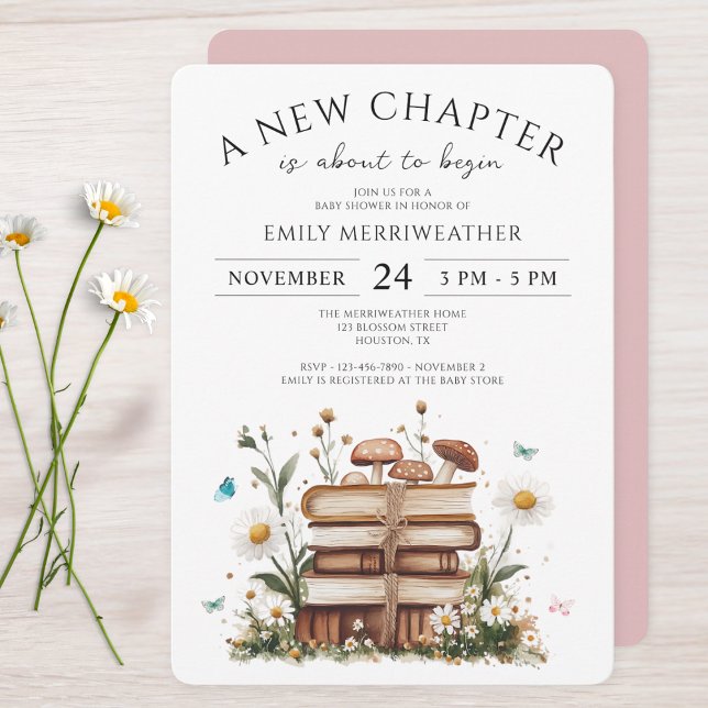 Watercolor Floral A New Chapter Baby Shower Invitation (Creator Uploaded)