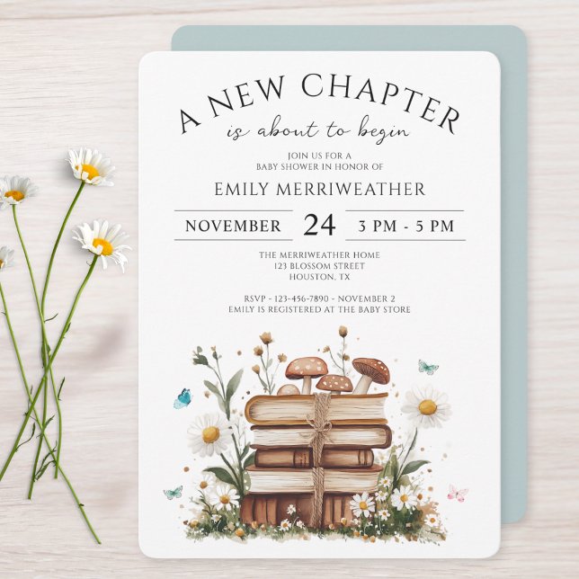 Watercolor Floral A New Chapter Baby Shower Invitation (Creator Uploaded)