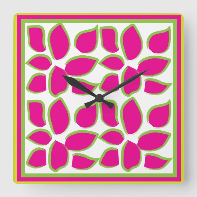 Watercolor Floral Abstract Square Wall Clock (Front)
