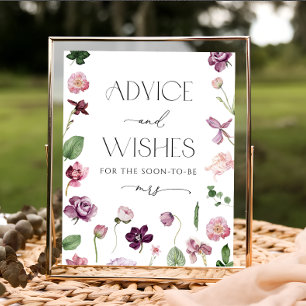 Watercolor Floral Advice and Wishes Poster