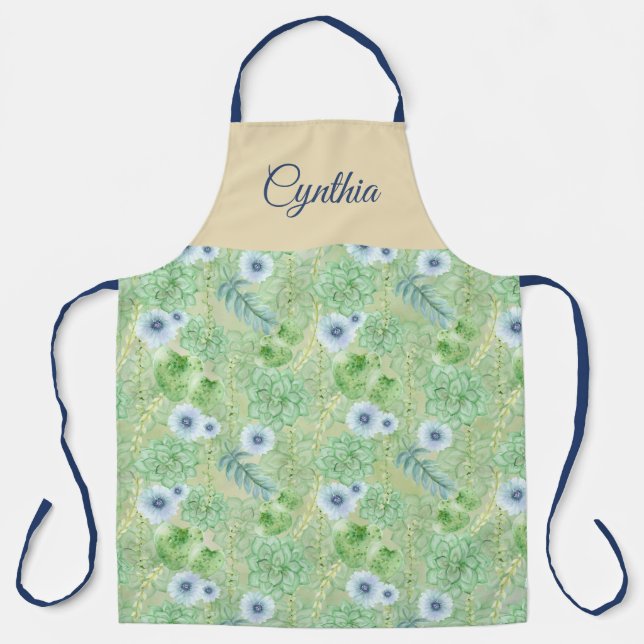 Watercolor Floral All Over Print Personalised  Apron (Front)