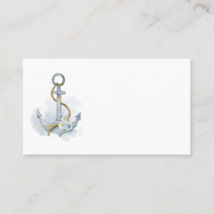 Watercolor Floral Anchor Nautical Wedding Place Card