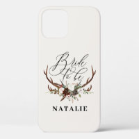 Watercolor floral and antlers bride to be iPhone c