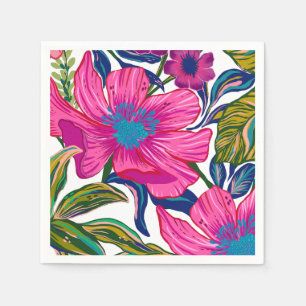 Watercolor floral and botanical pink bridal shower napkin