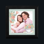 Watercolor Floral and Teacup Custom Photo Gift Box<br><div class="desc">Pretty watercolor art framing your photo.</div>