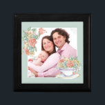Watercolor Floral and Teacup Custom Photo Gift Box<br><div class="desc">Pretty watercolor art framing your photo.</div>