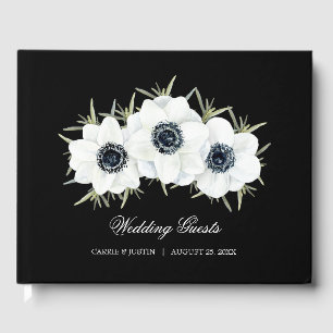 Watercolor Floral Anemones Wedding Guest Book