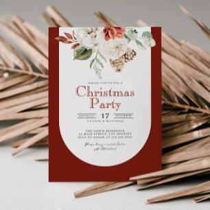 Watercolor Floral Arch Christmas Party Invitation