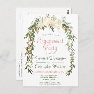 Watercolor Floral Arch Engagement Party Postcard