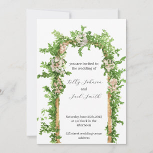 Watercolor floral arch wedding invitation