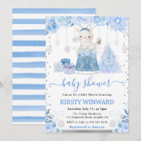 Watercolor Floral Arctic Fox Baby Shower
