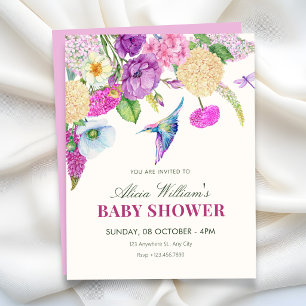 Watercolor floral arrangement baby shower  invitation