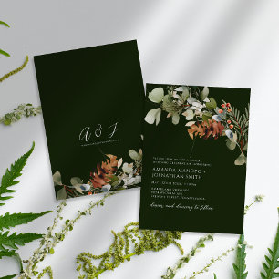 Watercolor Floral Arrangements Green Wedding Invitation