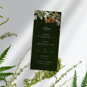 Watercolor Floral Arrangements Green Wedding Menu